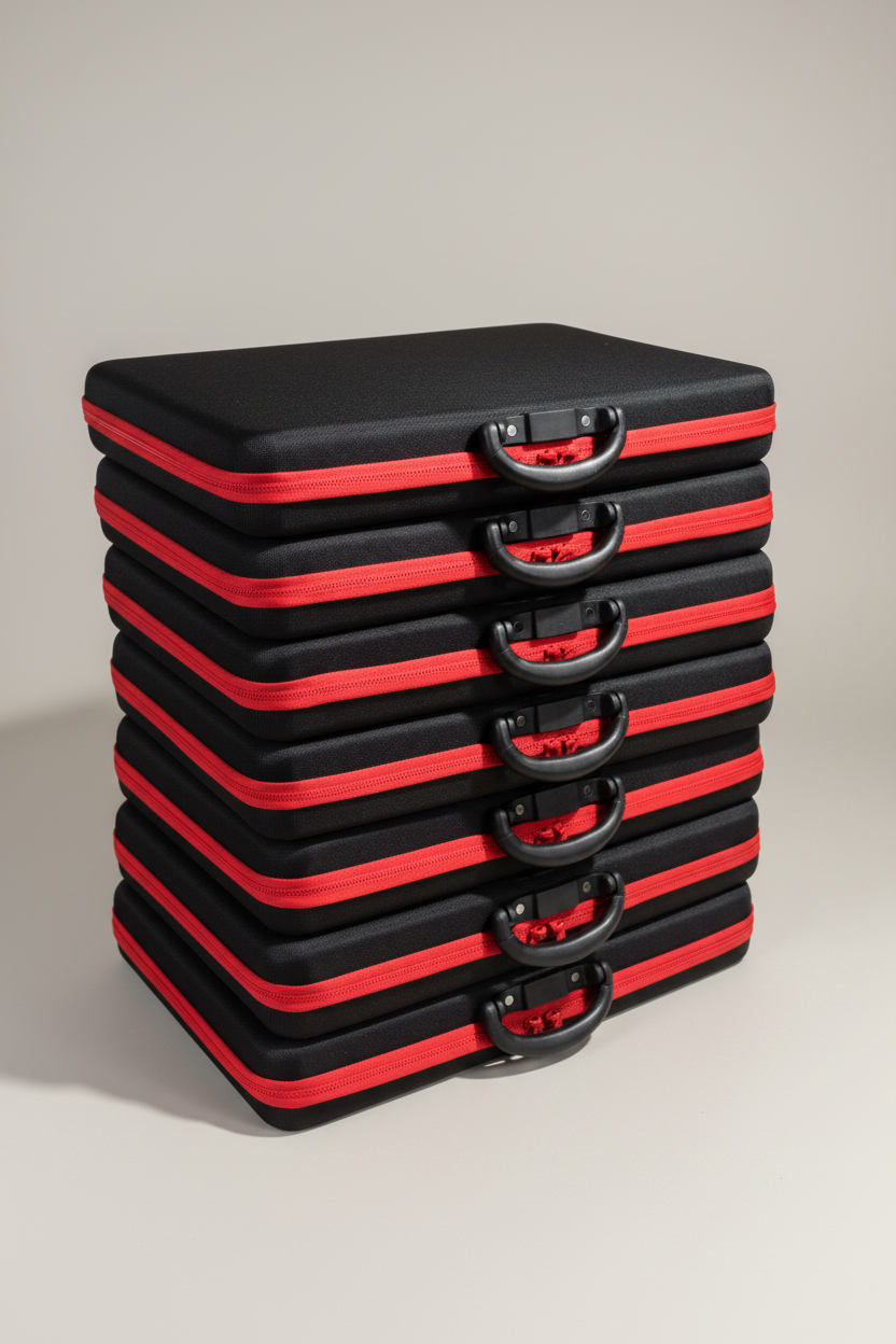 Stacked e-foil carrying cases